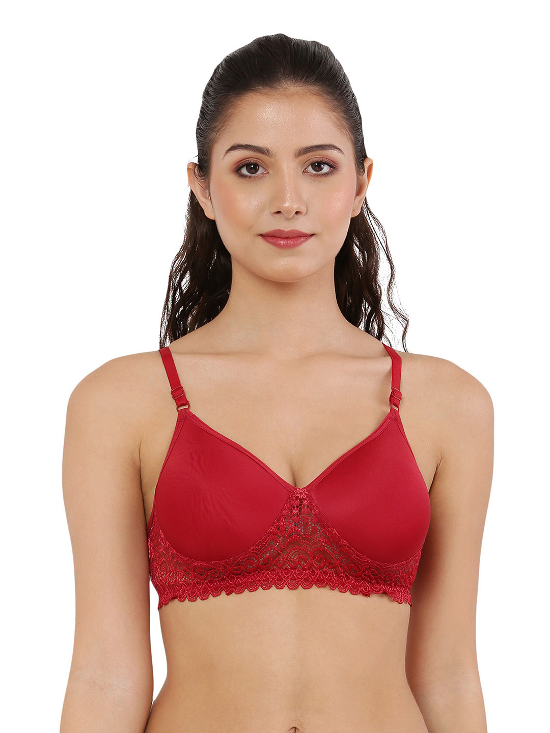 

Piylu Medium Coverage Lightly Padded All Day Comfort Cotton Push Up Bra, Maroon
