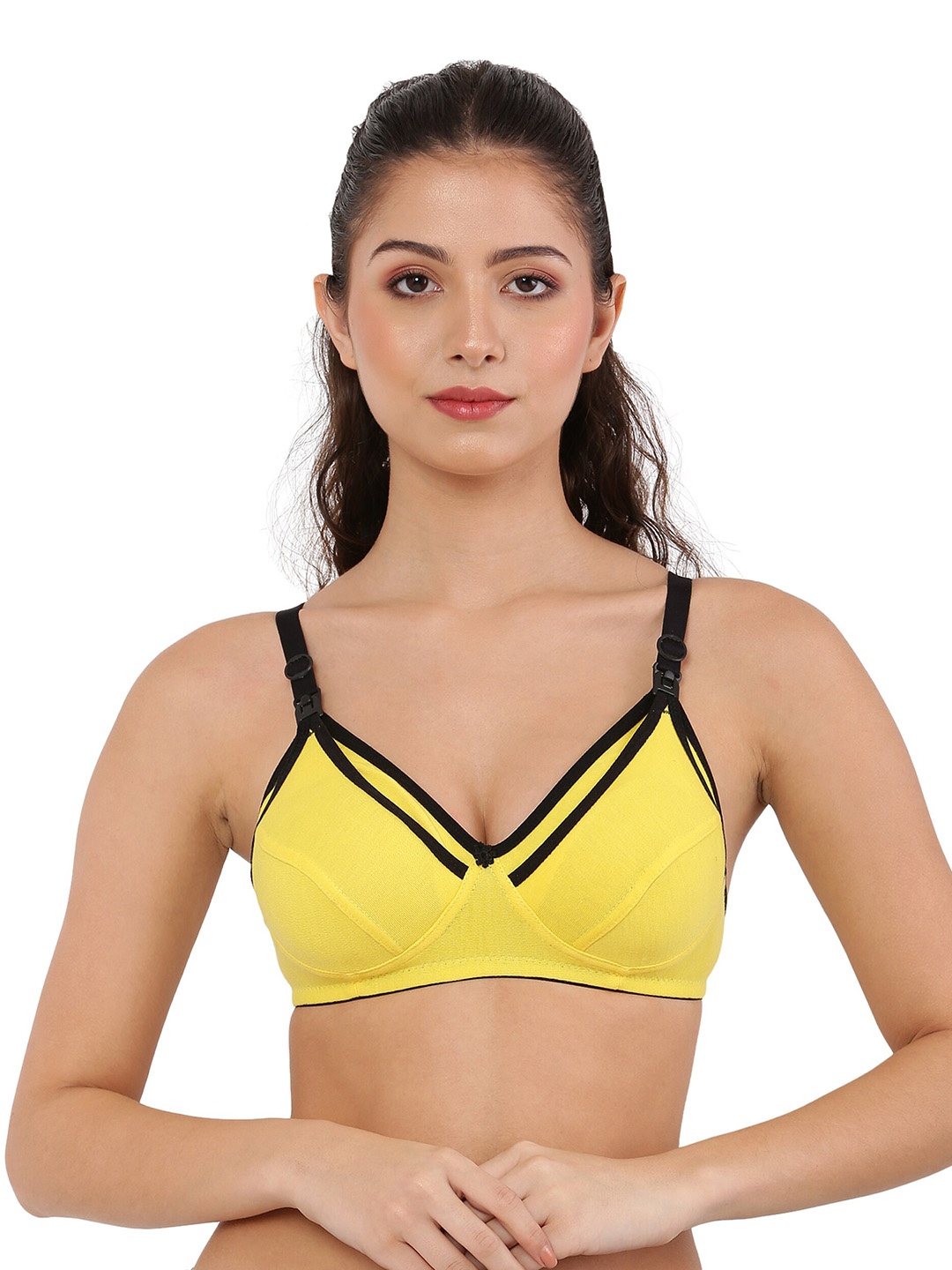 

Piylu Medium Coverage All Day Comfort Cotton Maternity Bra, Yellow