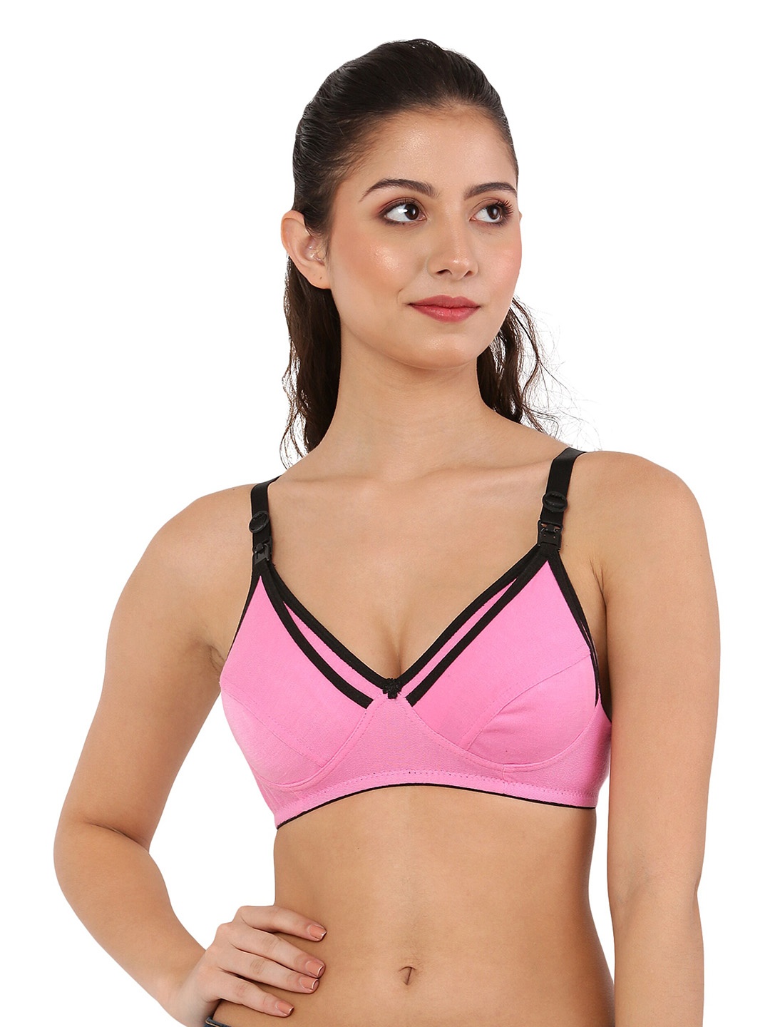 

Piylu Medium Coverage All Day Comfort Cotton Maternity Bra, Pink