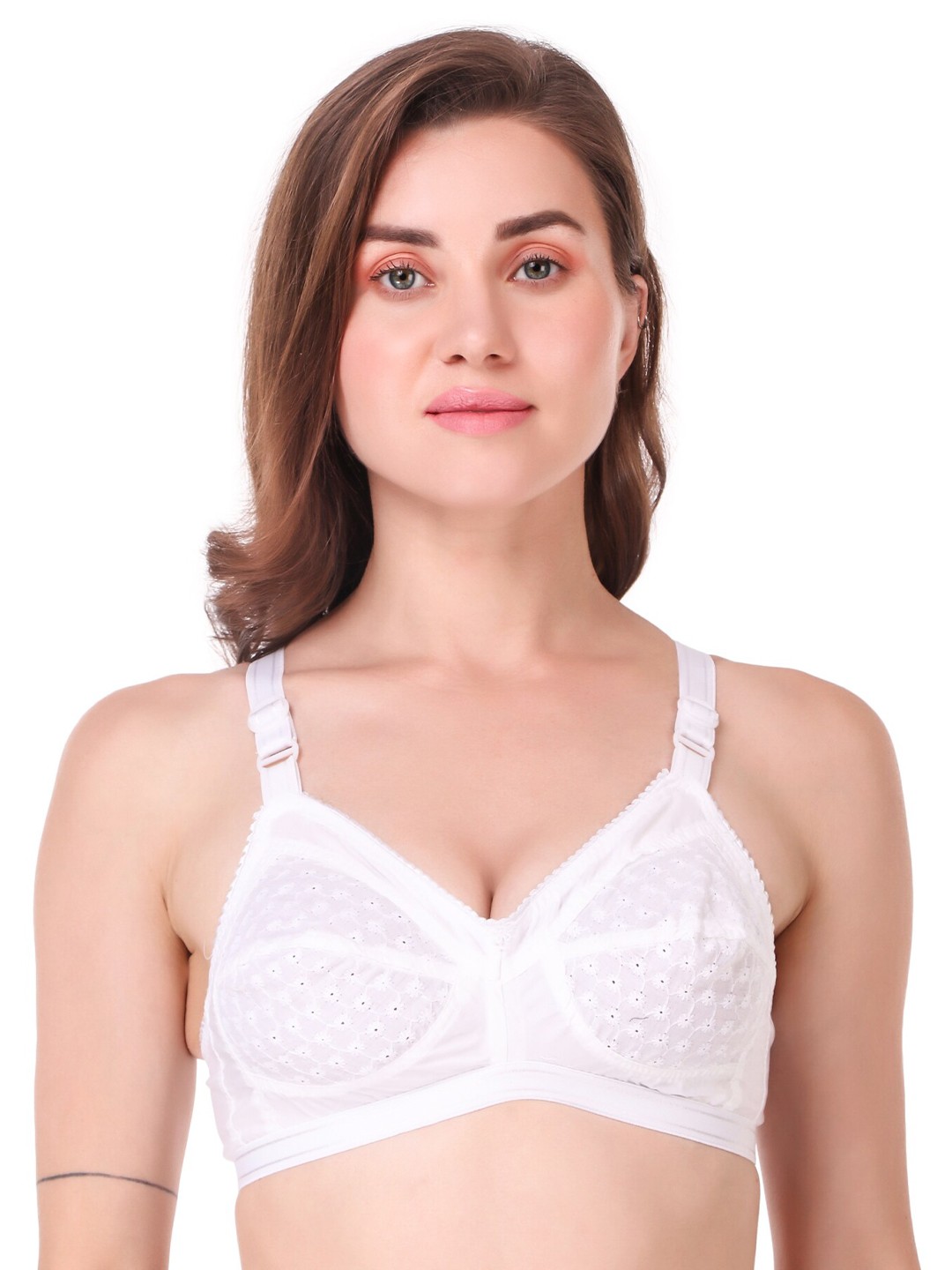 

Piylu Floral Non Padded Medium Coverage All Day Comfort Everyday Bra, White
