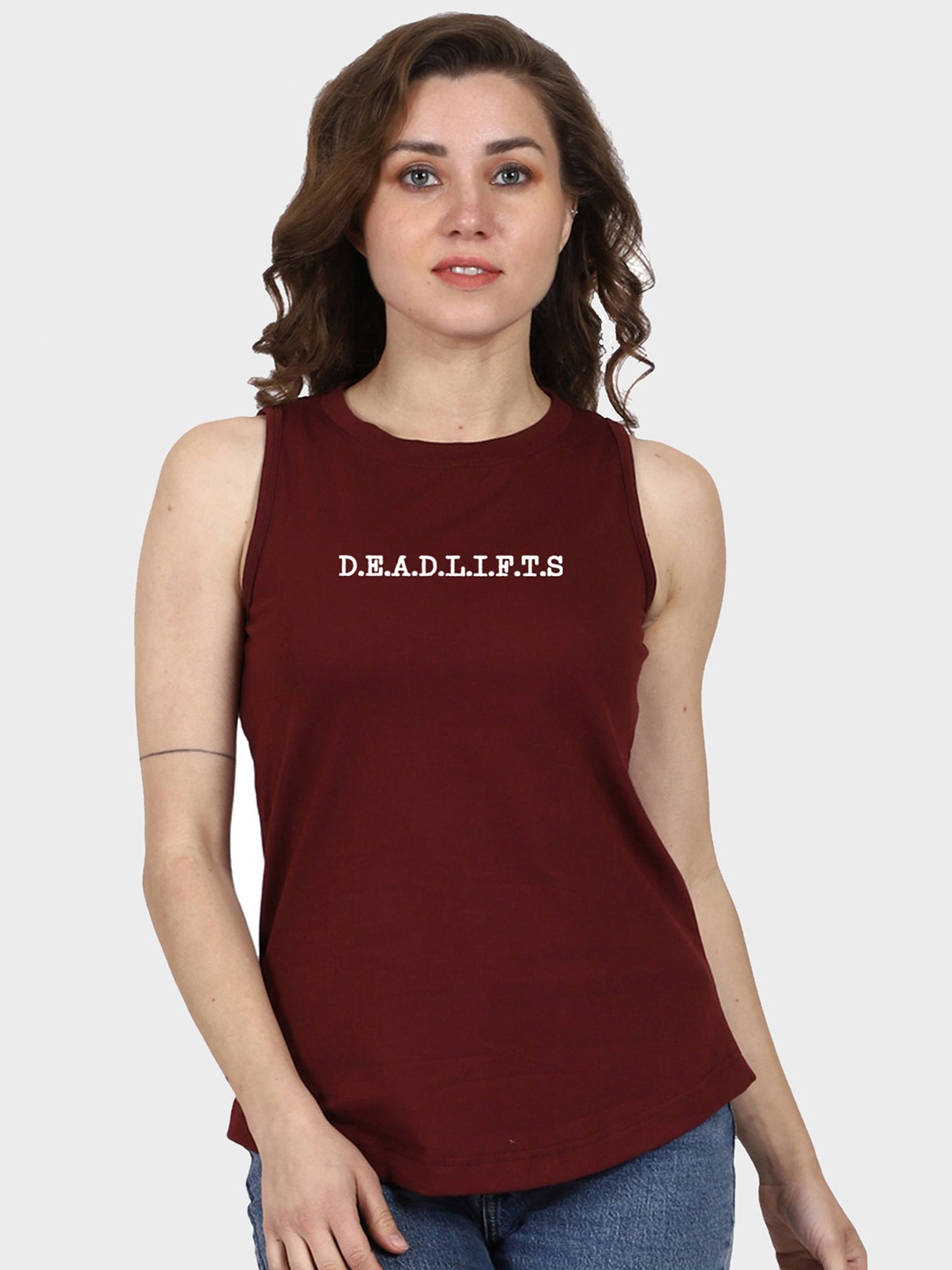 T-SHIRT TRUCK Typography Printed Cotton T-shirts, Maroon