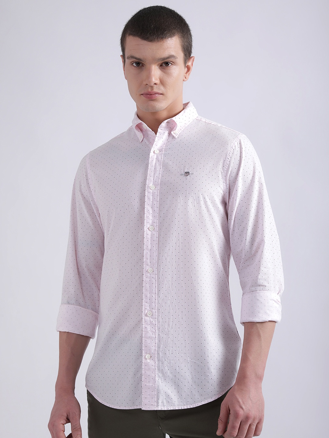 

GANT Comfort Slim Fit Micro Ditsy Printed Button-Down Collar Cotton Casual Shirt, Pink