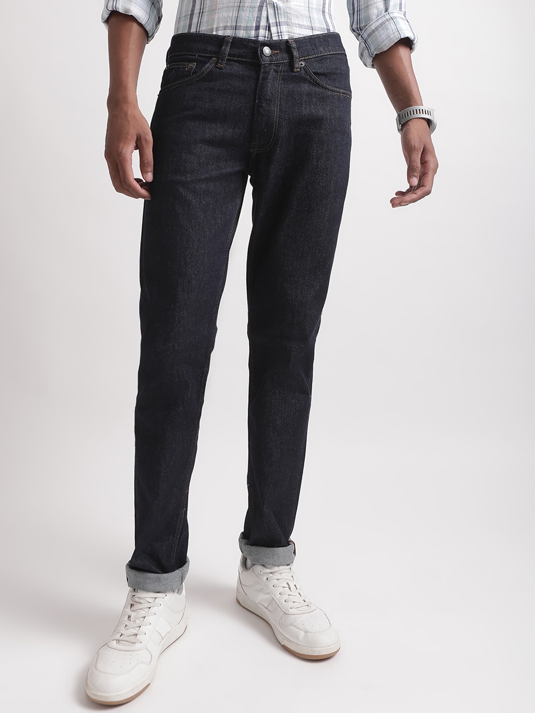 

GANT Men Slim Fit Cotton Dark Shade Jeans, Navy blue