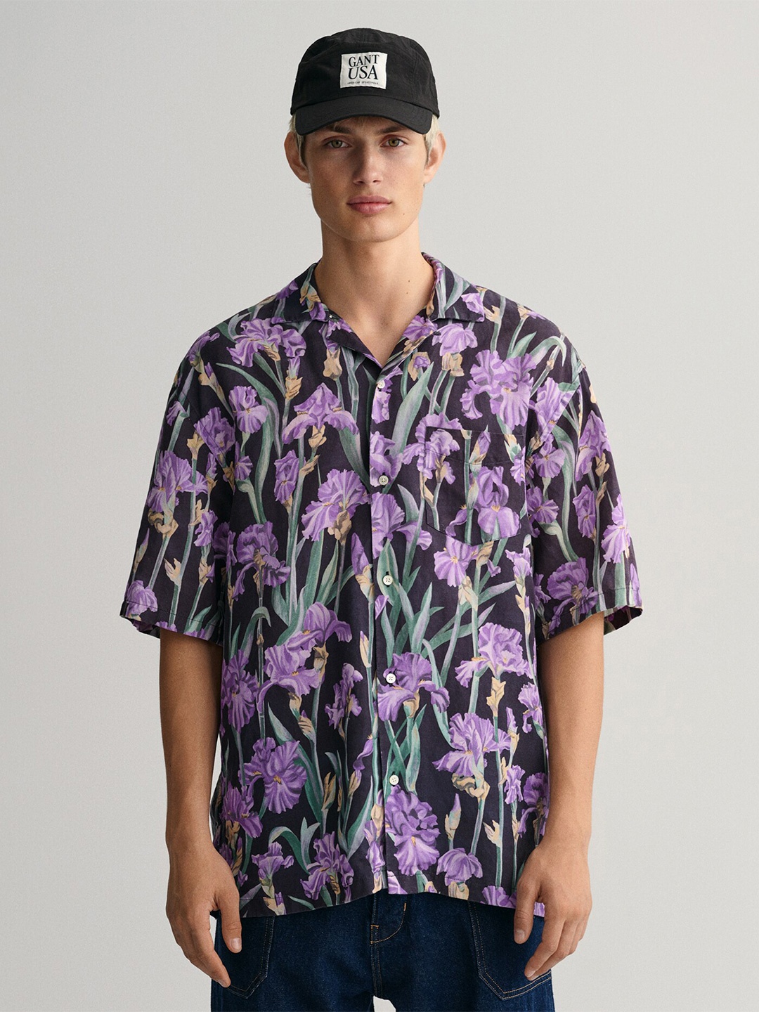 

GANT Relaxed Fit Floral Printed Casual Shirt, Navy blue