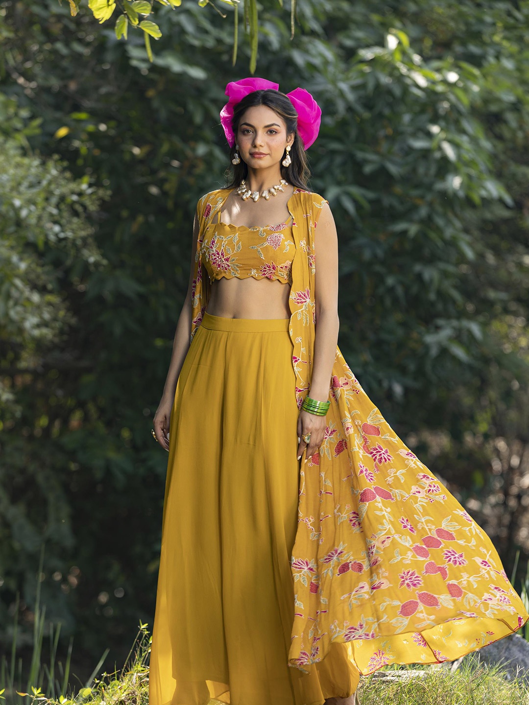 

SCAKHI Women Thread Work & Embellished Ethnic Co-Ords, Yellow