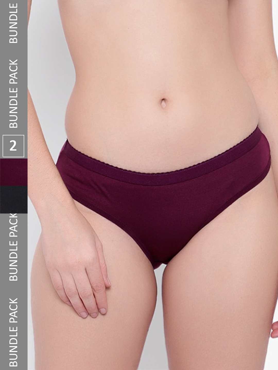 

KYODO Women Pack Of 2 Flexible Cotton Hipster Briefs, Black