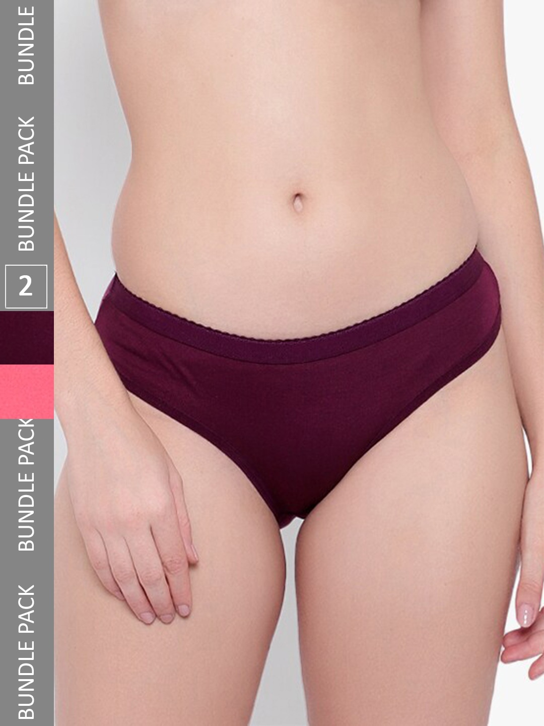 

KYODO Women Pack Of 2 Flexible Low-Rise Cotton Hipster Briefs, Red