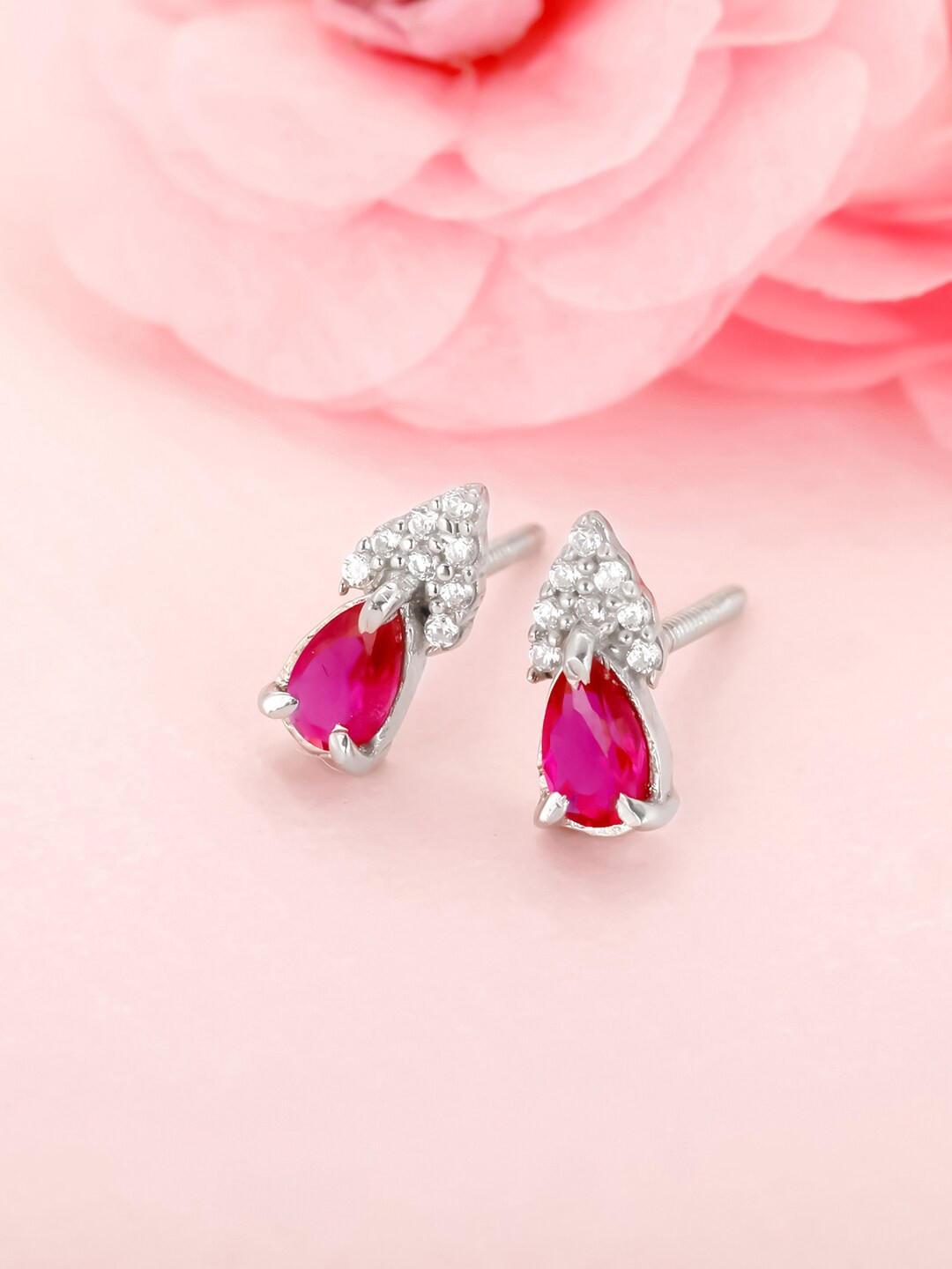 

GIVA Rhodium-Plated Contemporary Studs Earrings, Silver