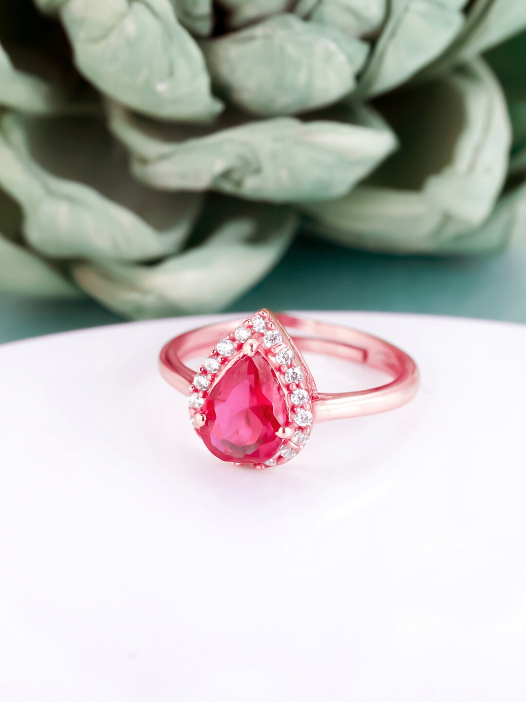 

GIVA Rose Gold-Plated Adjustable Finger Ring