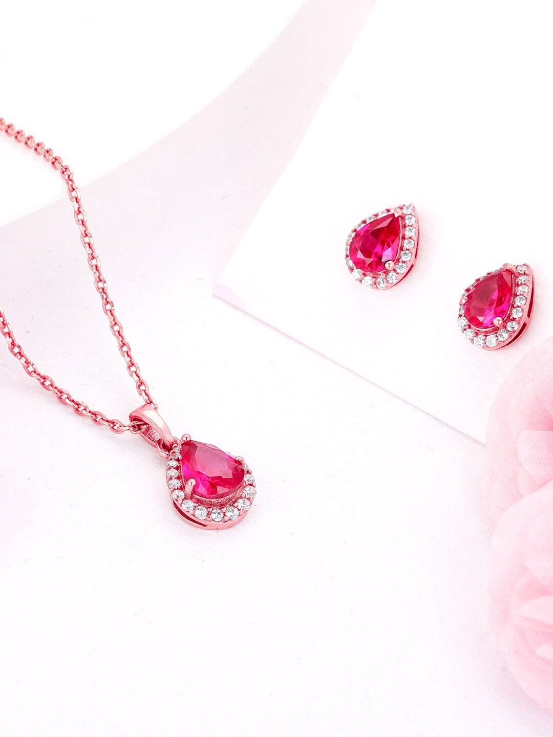 

GIVA Rose Gold-Plated Stone-Studded Jewellery Set