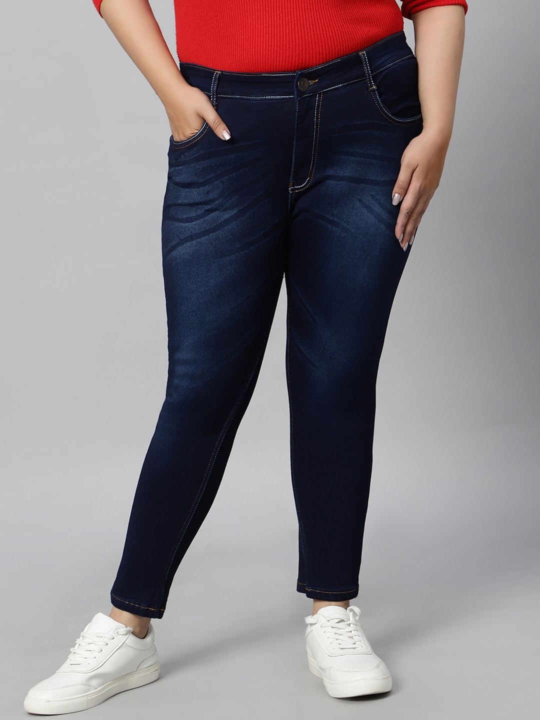 

ZUSH Women Mid-Rise Light Fade Stretchable Cotton Jeans, Blue