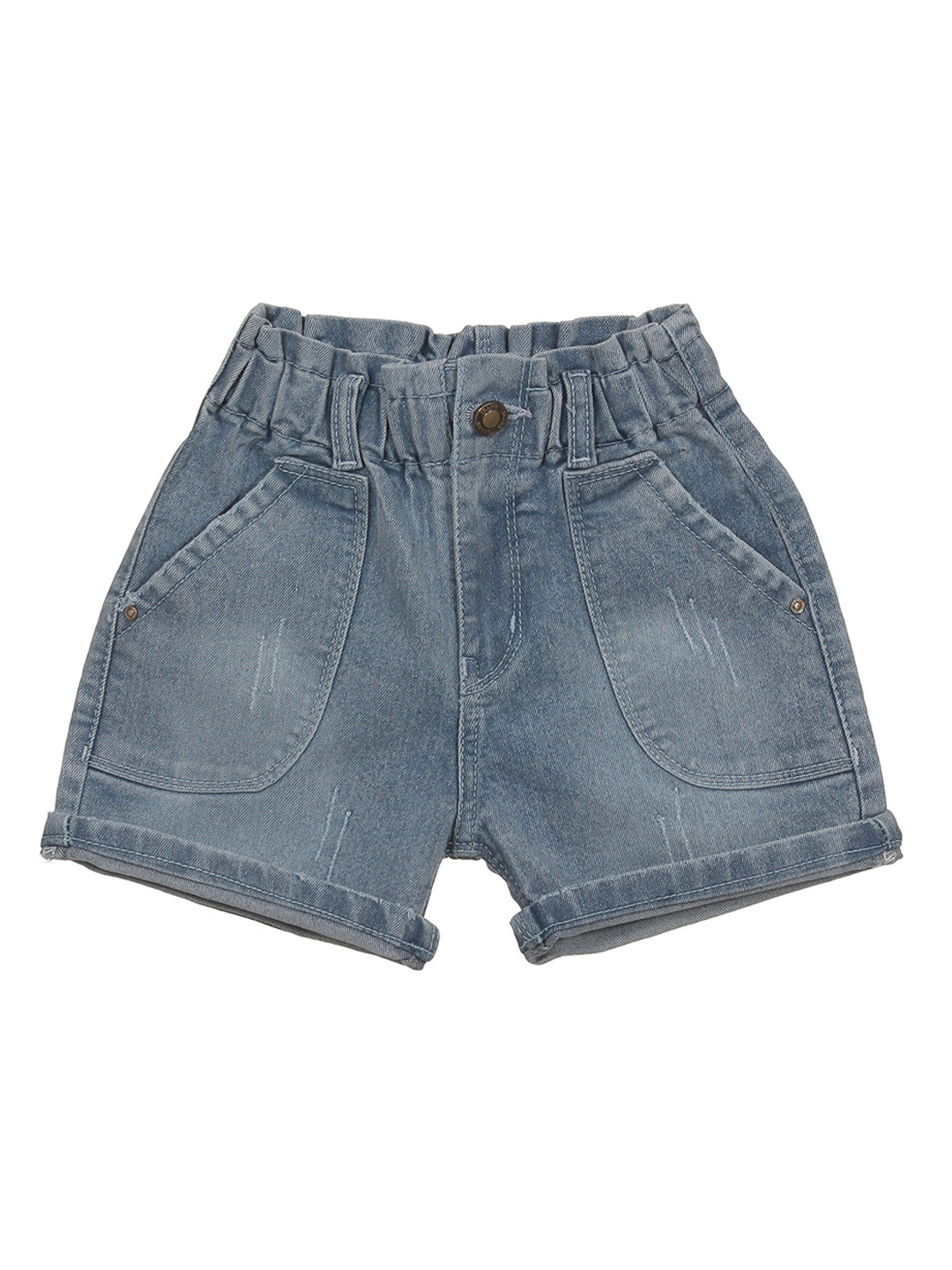 

Lil Lollipop Girls Mild Distressed Pure Cotton Denim Shorts, Blue