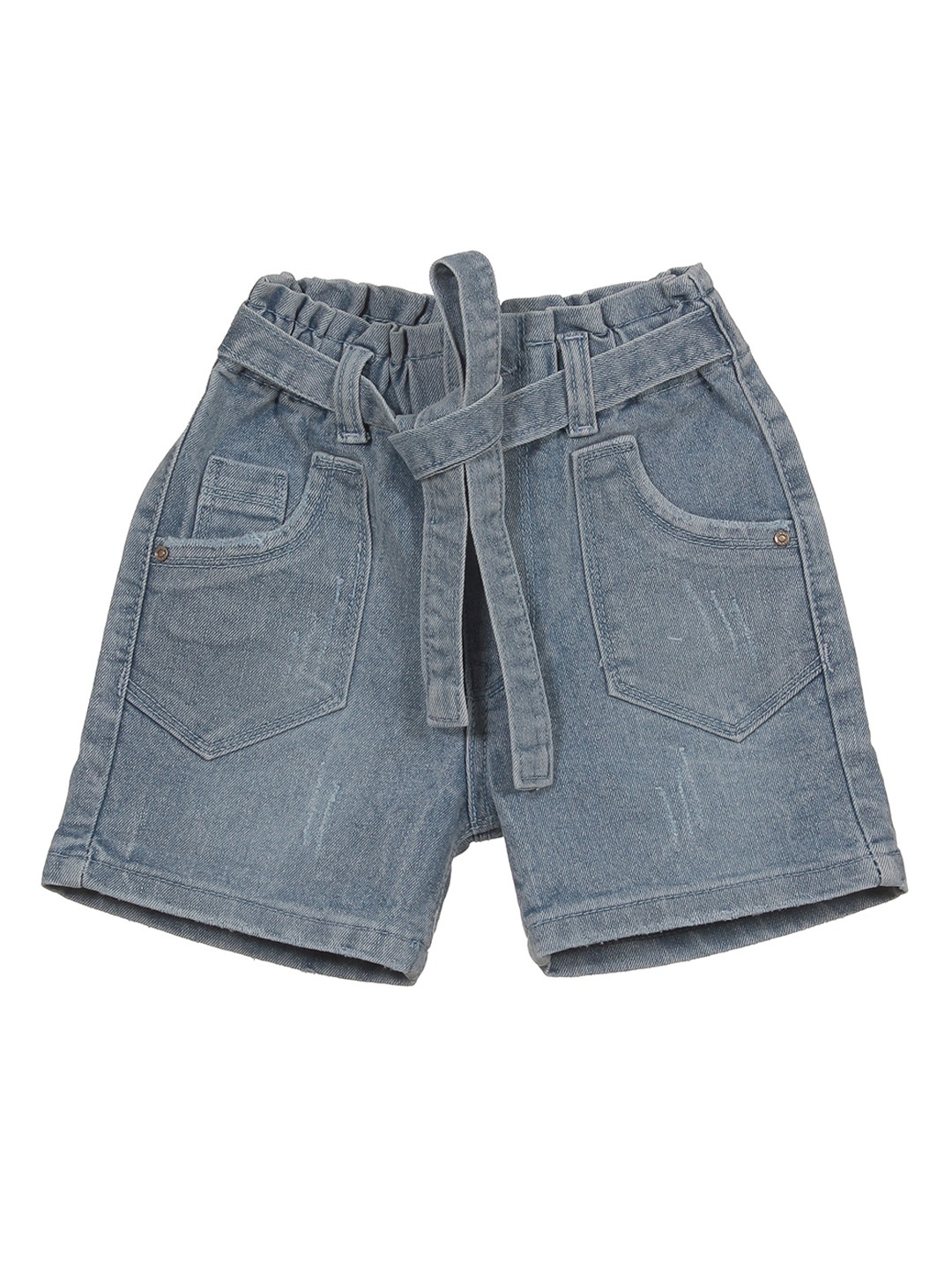 

Lil Lollipop Girls Mid-Rise Distressed Pure Cotton Denim Shorts, Blue
