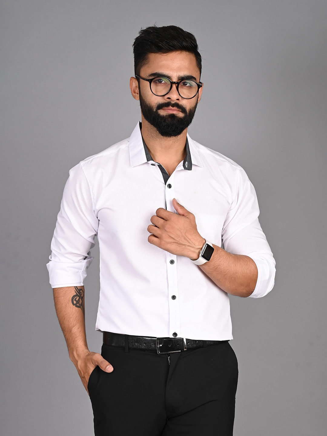 

FUBAR Spread Collar Slim Fit Cotton Formal Shirt, White