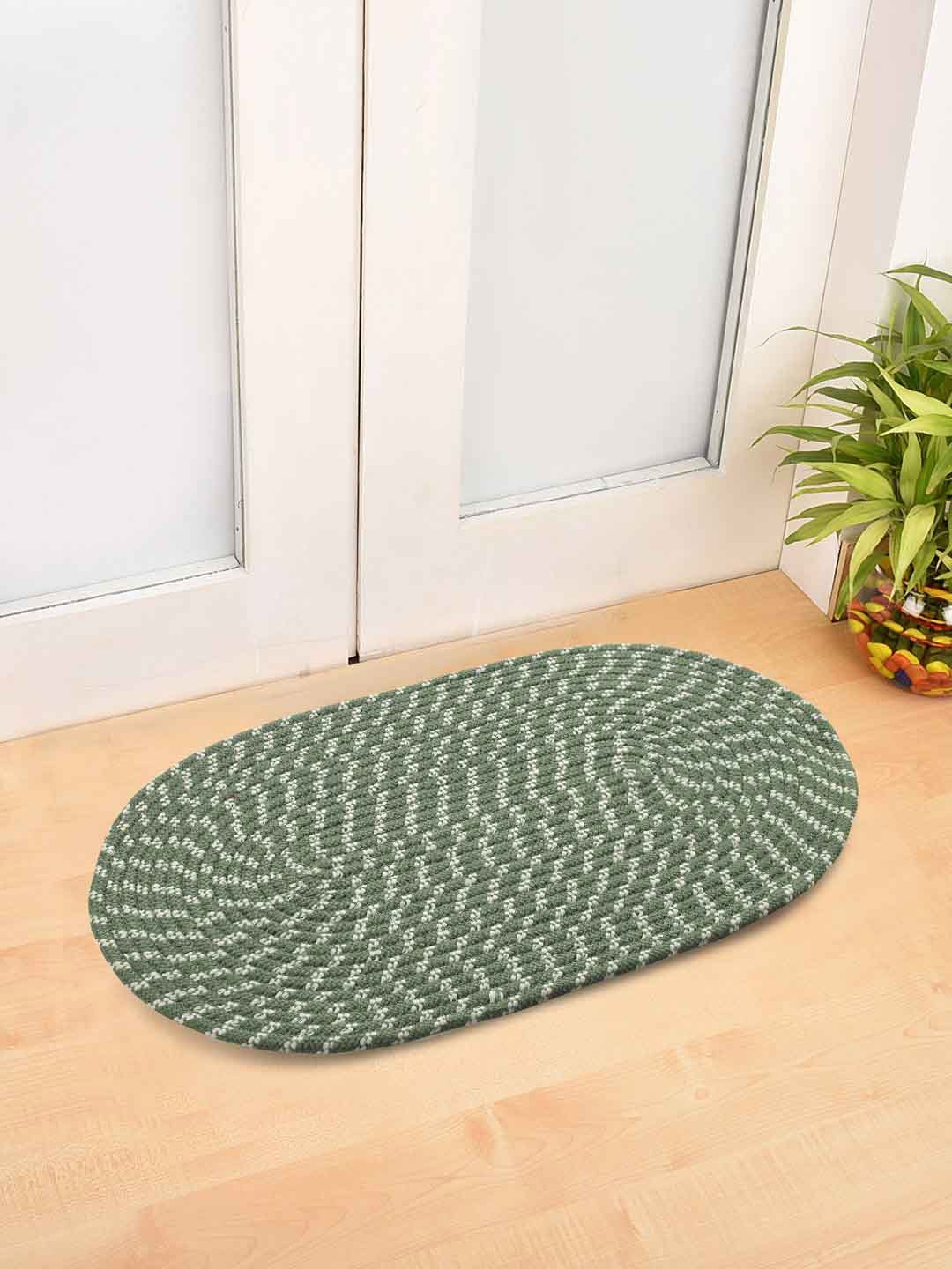 

FABINALIV Green Abstract Fade Resistant Anti Skid Doormat