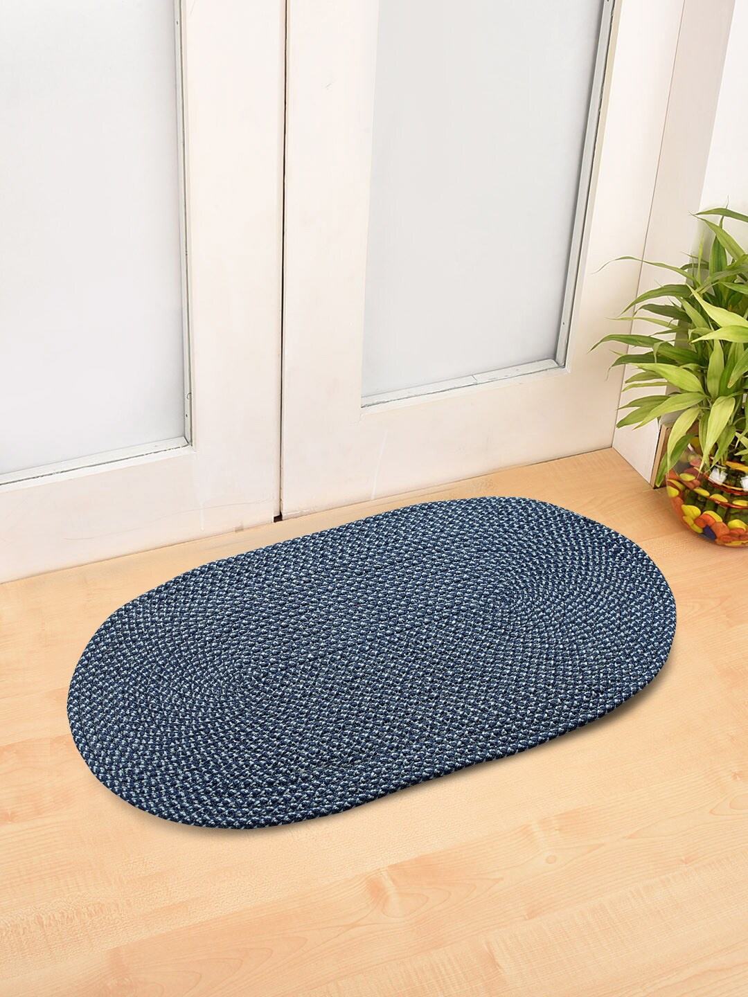 

FABINALIV Blue Abstract Fade Resistant Anti Skid Doormat