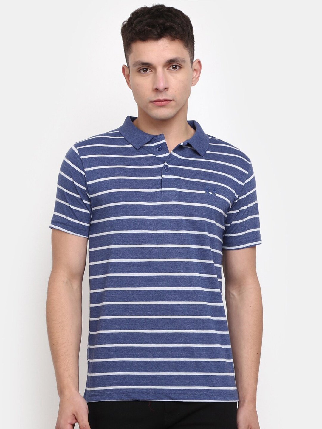 

V-Mart Striped Polo Collar Slim Fit T-shirt, Blue
