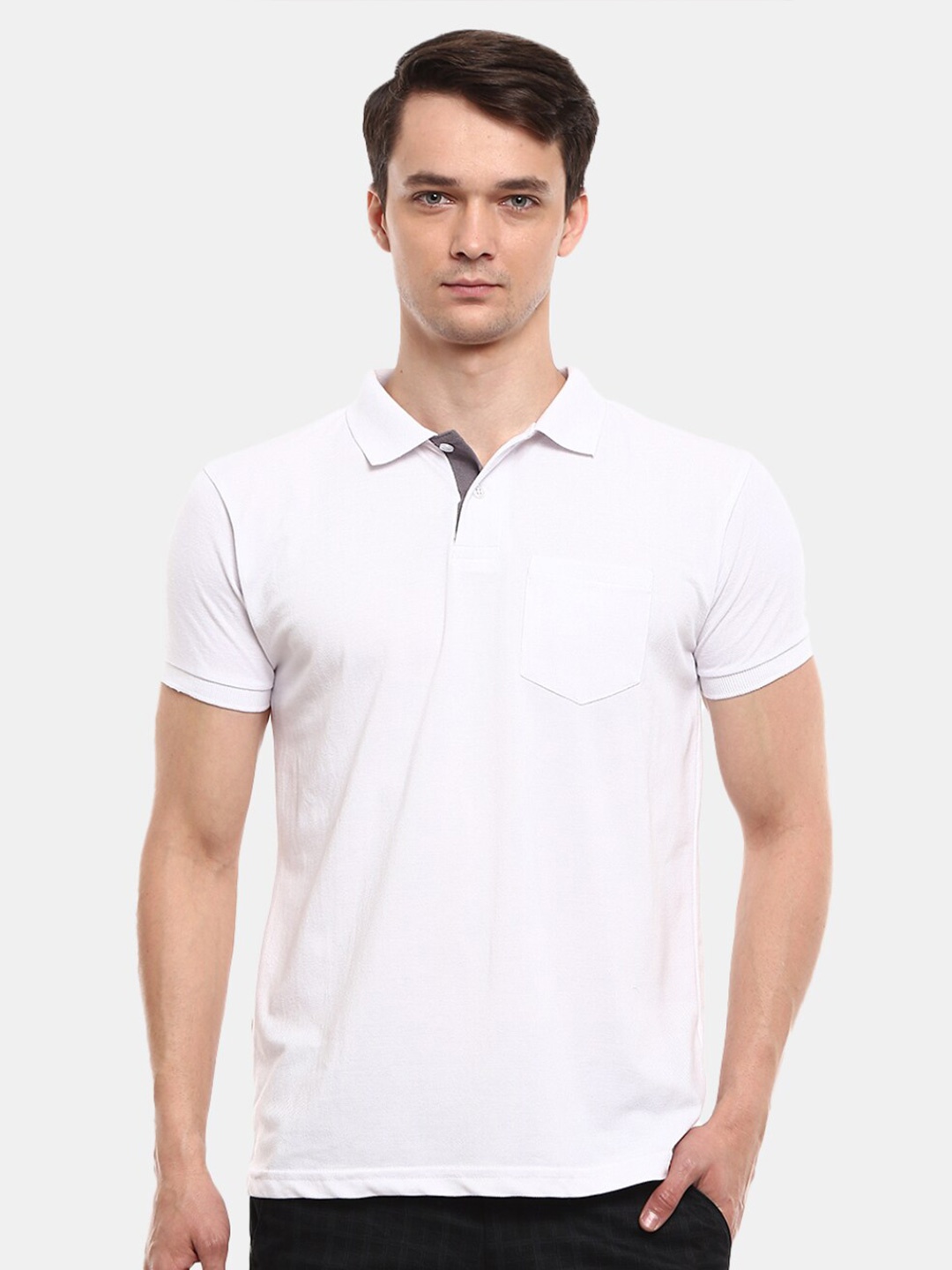 

V-Mart Polo Collar Short Sleeves Casual T-shirt, White