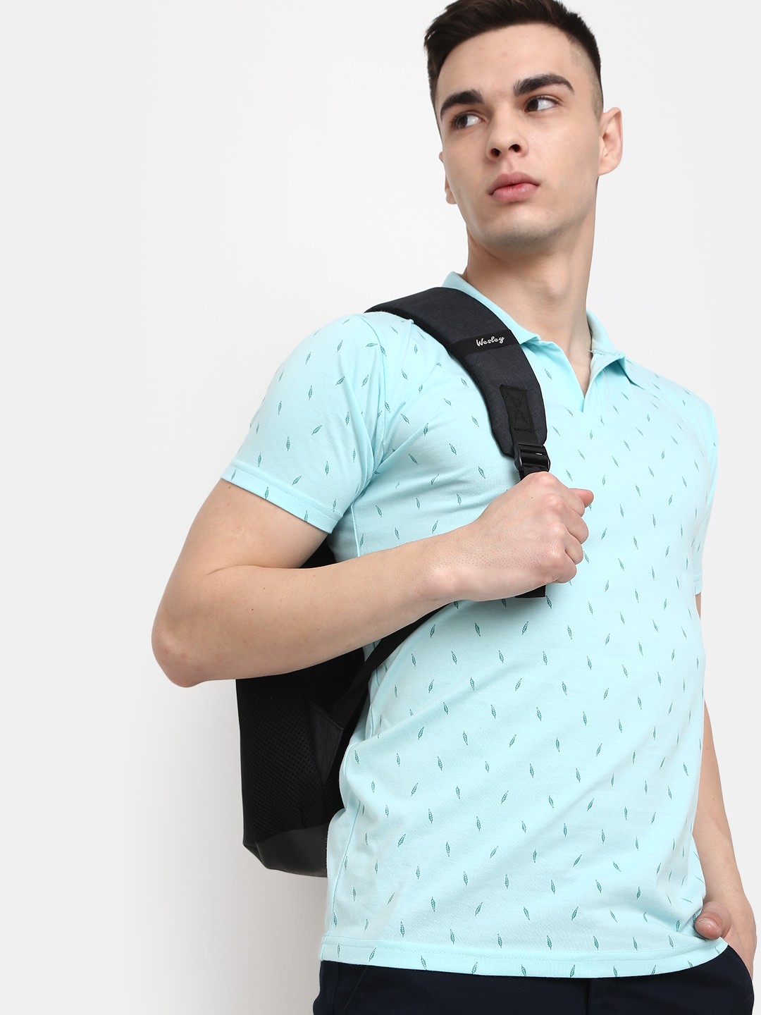 

V-Mart Conversational Printed Polo Collar Cotton Slim Fit T-shirt, Blue
