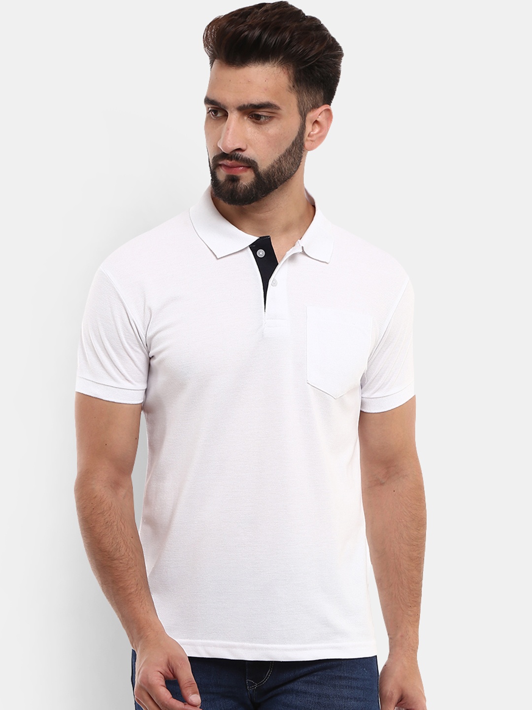 

V-Mart Polo Collar Cotton T-shirt, White