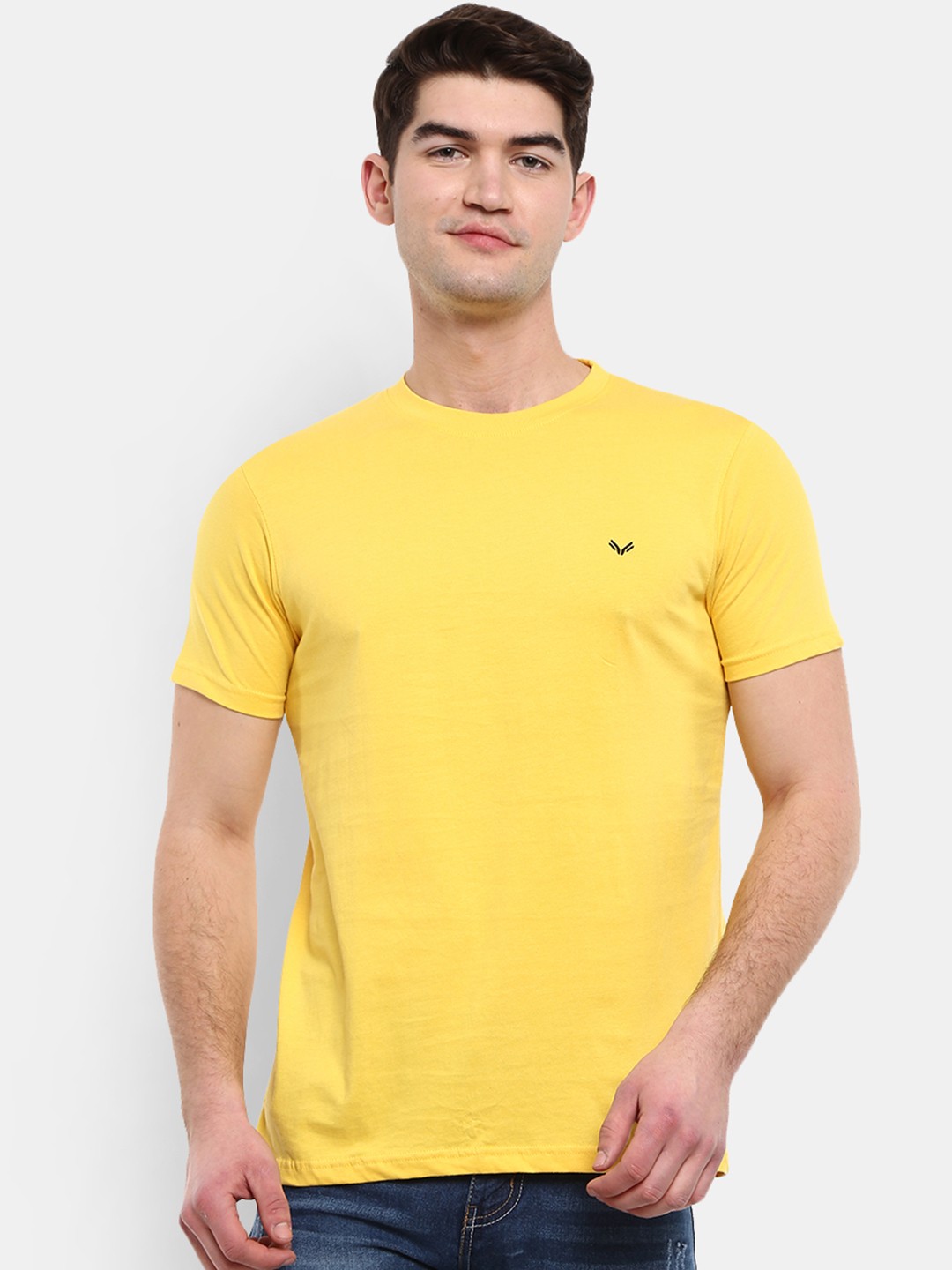 

V-Mart Round Neck Slim Fit Cotton T-shirt, Yellow