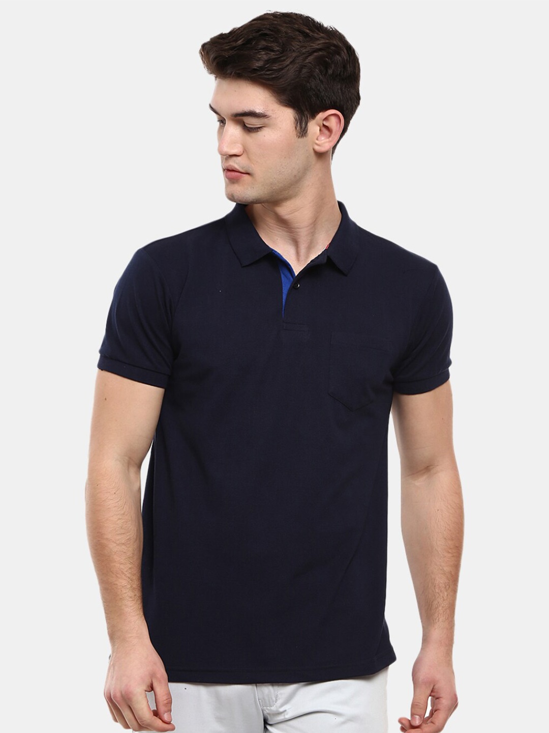

V-Mart Polo Collar Short Sleeves Cotton T-shirt, Black