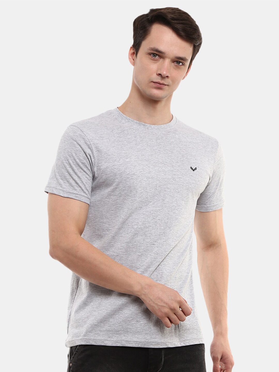 

V-Mart Round Neck Slim Fit Cotton T-shirt, Grey