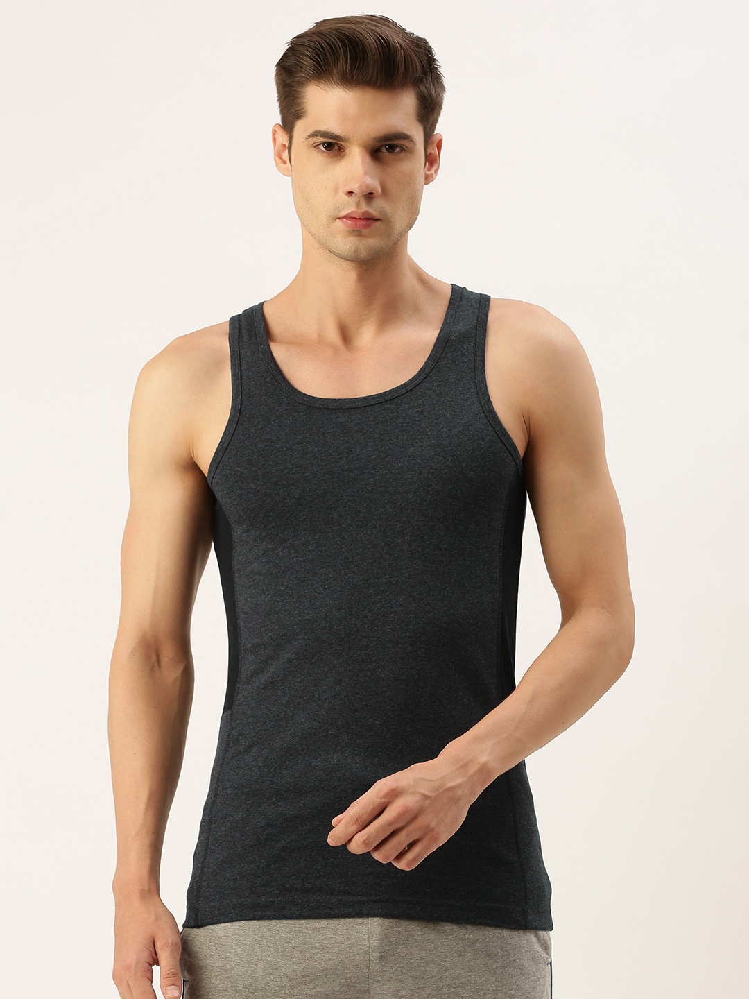 

Chromozome Premium Pure Cotton Rich Sleeveless Innerwear Vests 8902733638340, Charcoal