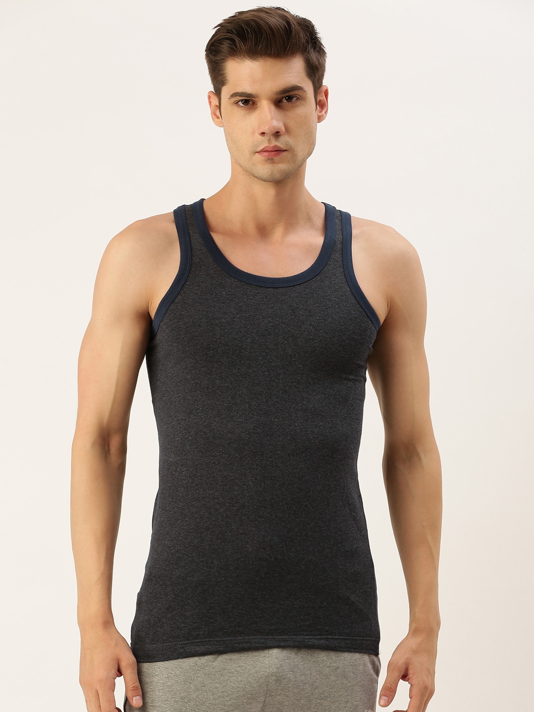 

Chromozome Premium Pure Cotton Rich Sleeveless Innerwear Vests 8902733638500, Grey