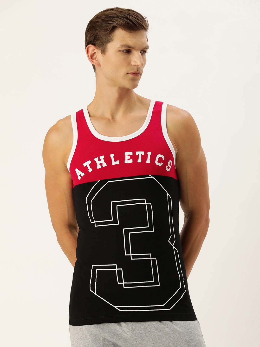 

Chromozome Colourblocked & Varsity Printed Sleeveless Cotton Innerwear Vests 8902733627078, Black