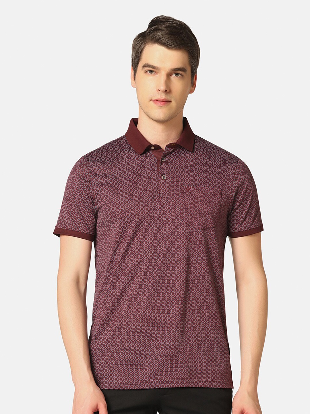 

Blackberrys Micro Ditsy Printed Polo Collar Slim Fit T-shirt, Red