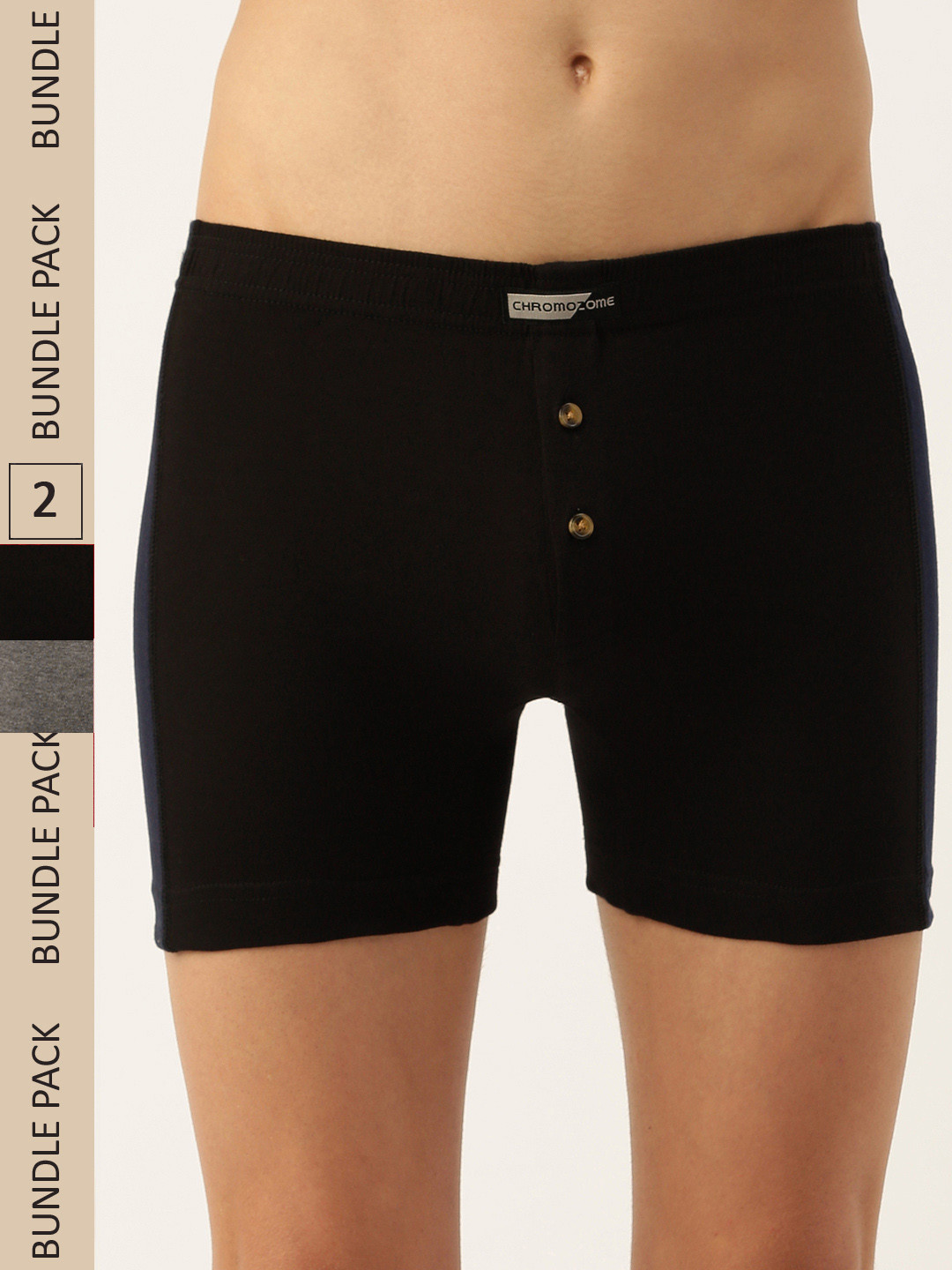 

Chromozome Men Pack of 2 Colourblocked Premium Cotton Trunks 8902733639309, Black