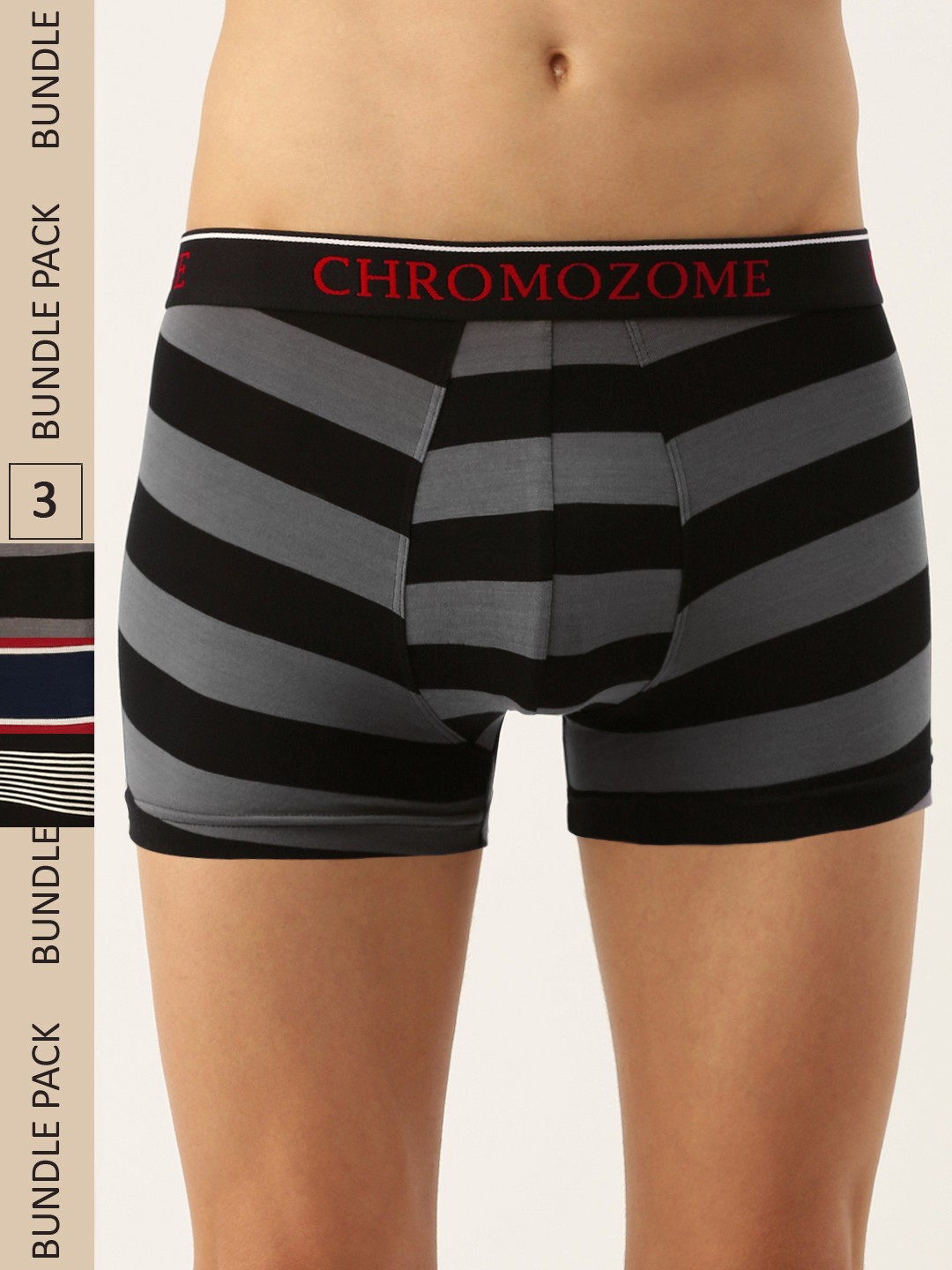 

Chromozome Men Pack Of 3 Striped Ultra-Premium Micro-Modal Trunks 8902733644105, Multi