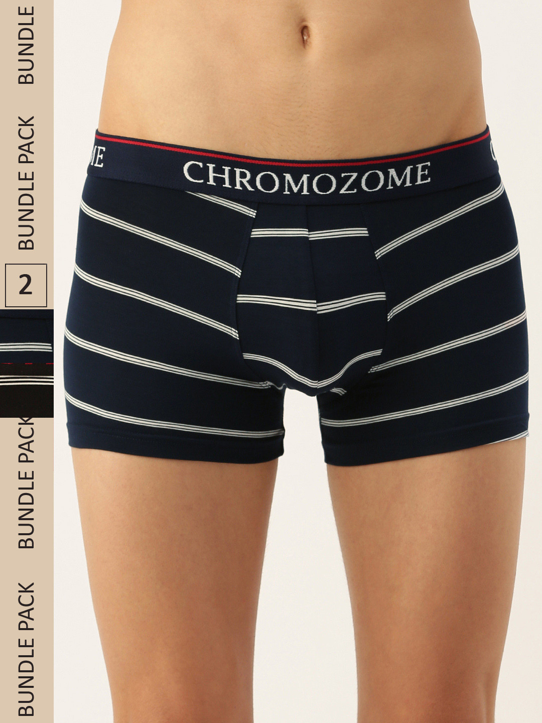 

Chromozome Men Pack of 2 Ultra-Premium Striped Trunks 8902733643627, Navy blue