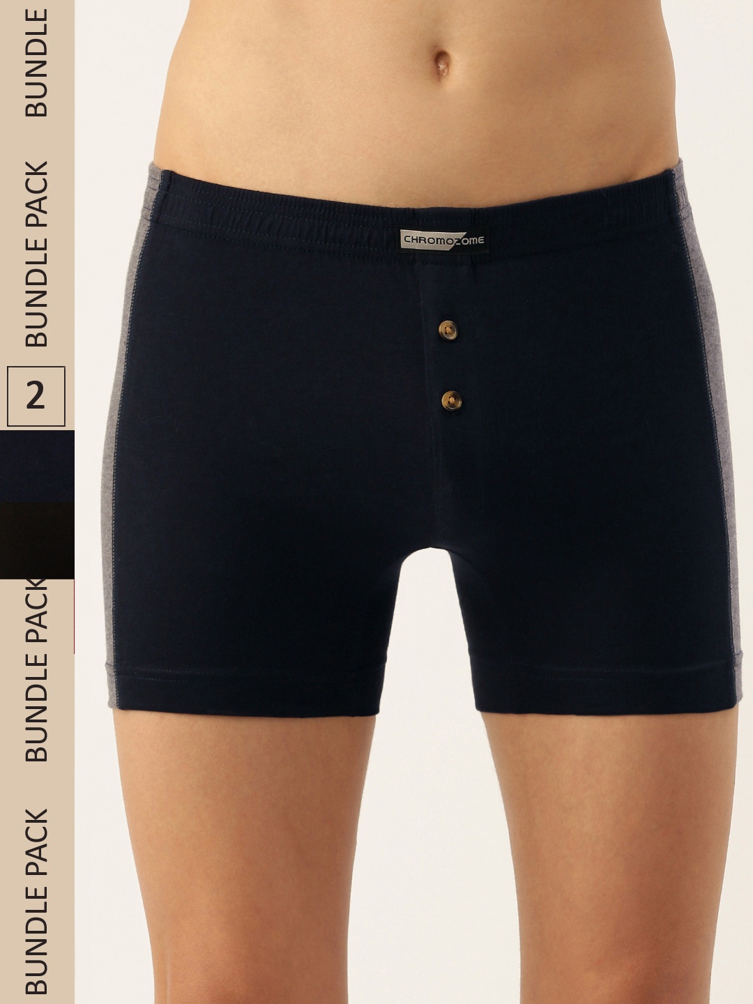 

Chromozome Men Pack of 2 Colourblocked Premium Cotton Trunks 8902733639385, Black