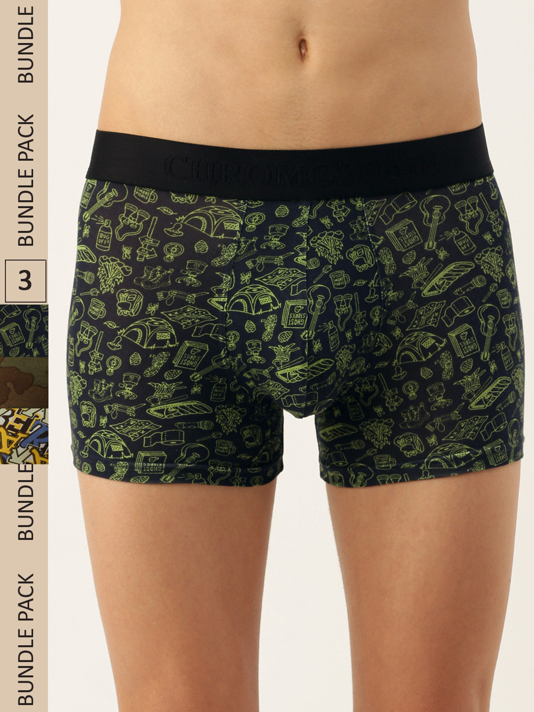 

Chromozome Men Pack Of 3 Ultra Premium Micro Modal Printed Trunks, Multi