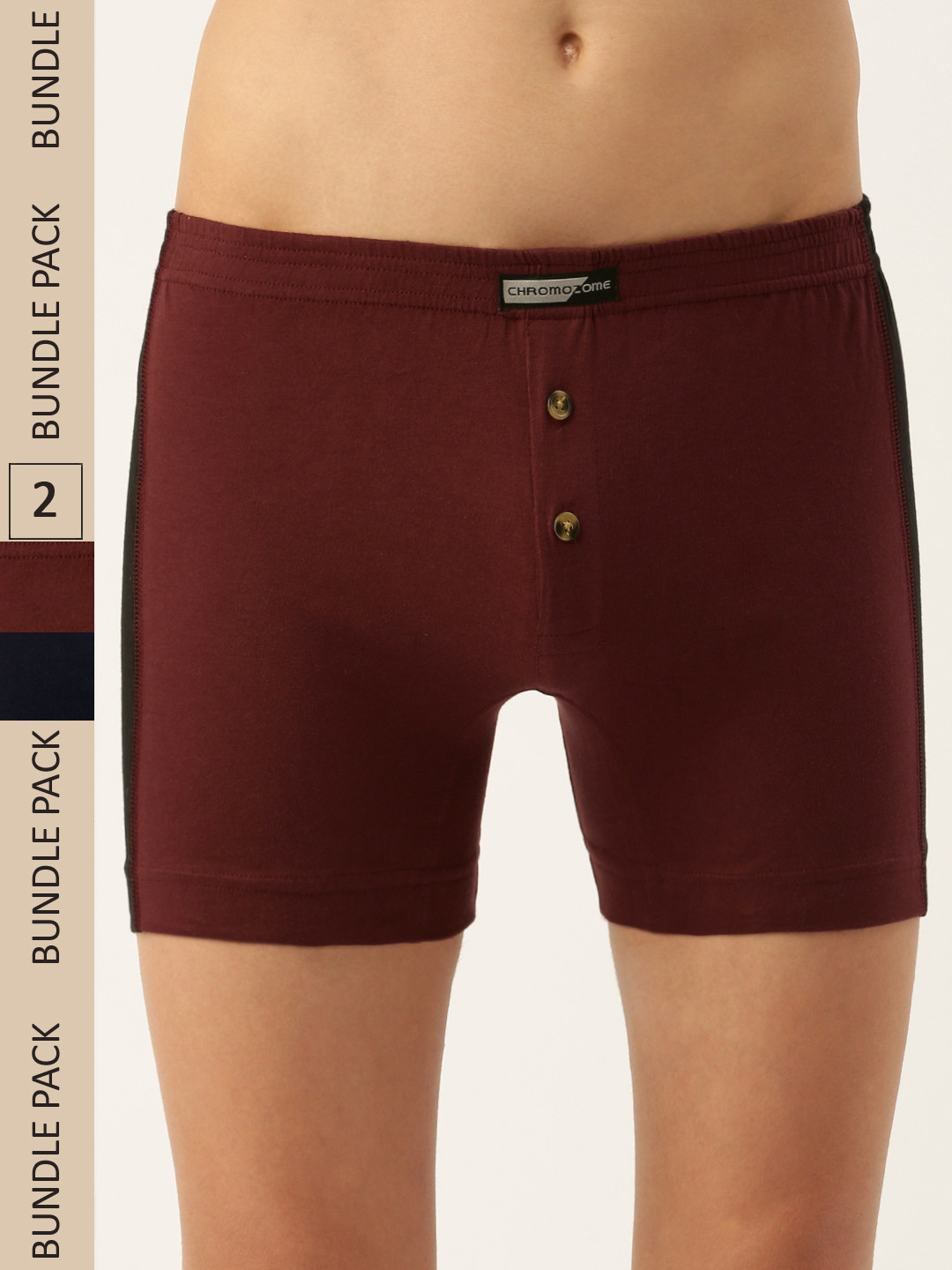 

Chromozome Men Pack of 2 Colourblocked Premium Cotton Trunks 8902733639507, Navy blue
