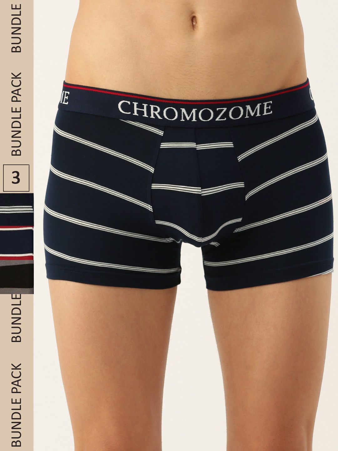 

Chromozome Men Pack Of 3 Striped Ultra-Premium Micro-Modal Trunks 8902733644020, Multi