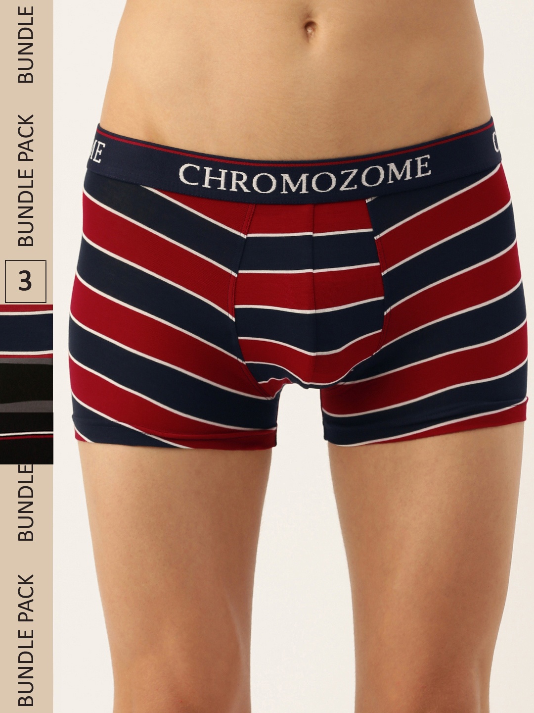 

Chromozome Men Pack Of 3 Striped Ultra-Premium Micro-Modal Trunks 8902733643825, Multi