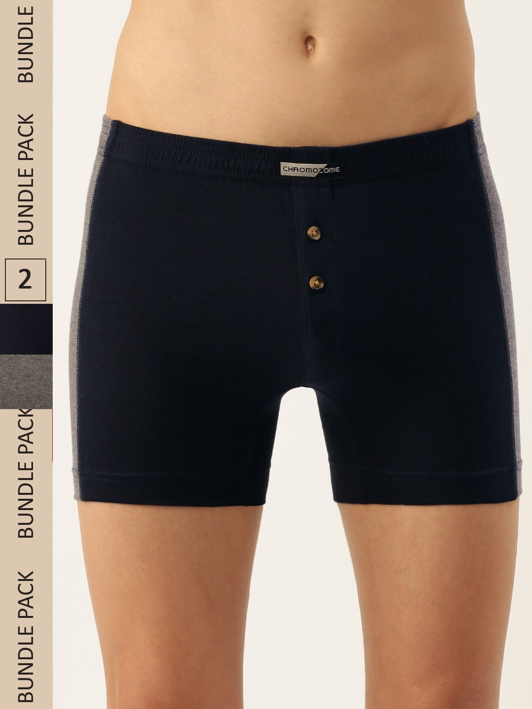 

Chromozome Men Pack of 2 Colourblocked Premium Cotton Trunks 8902733639460, Navy blue