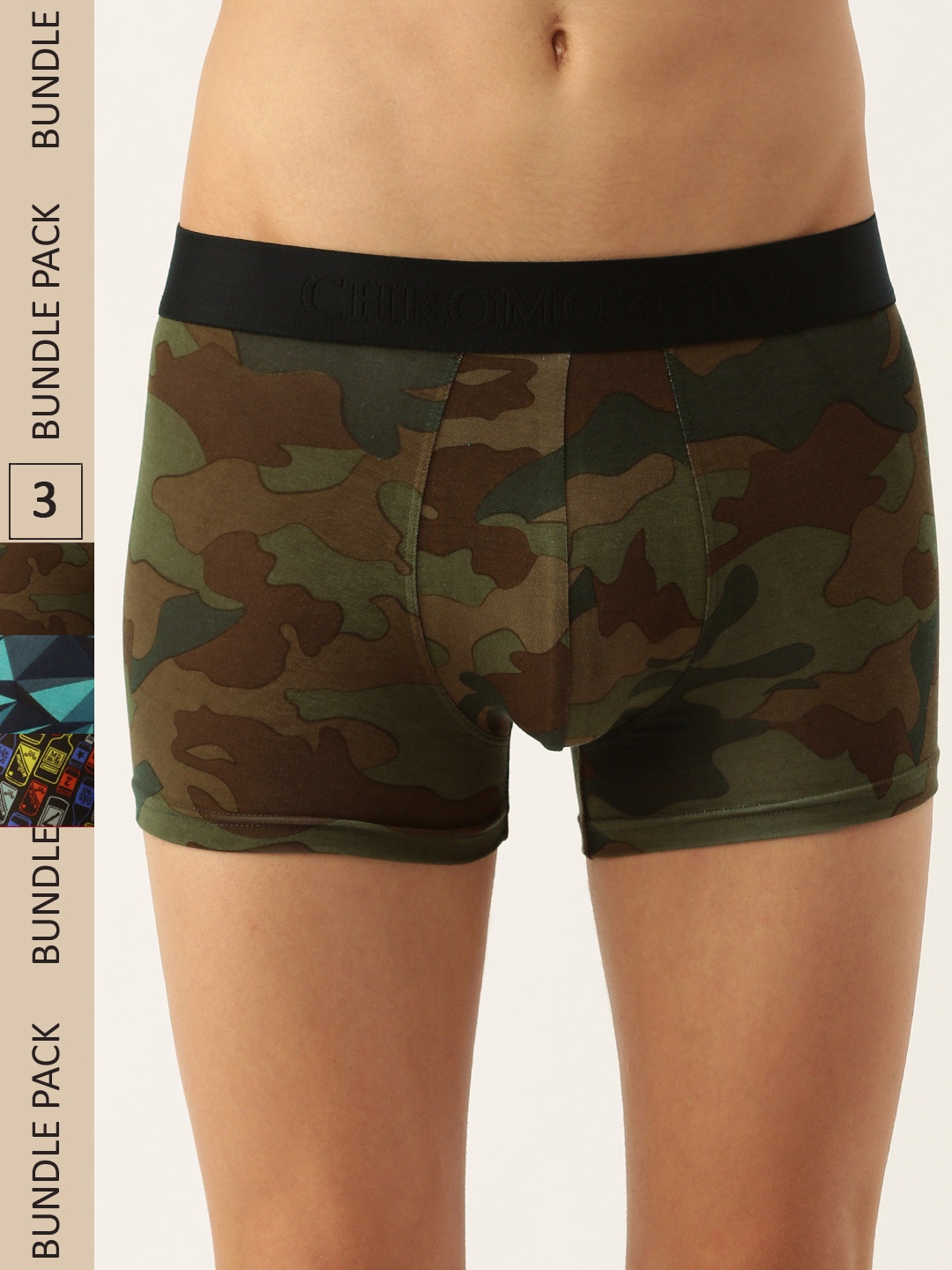 

Chromozome Men Pack Of 3 Ultra Premium Micro Modal Printed Trunks 890273364198, Multi