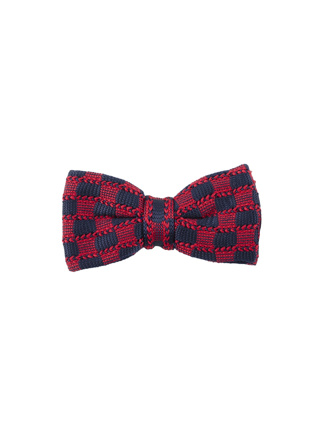 

Tossido Navy Blue & Red Woven Design Bow Tie