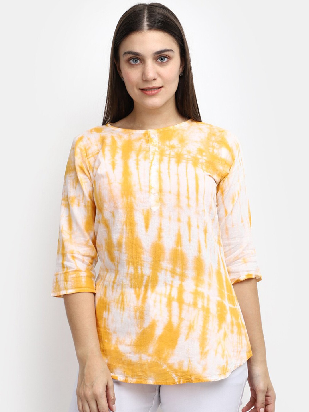 

V-Mart Abstract Dyed Pure Cotton Kurta, Yellow