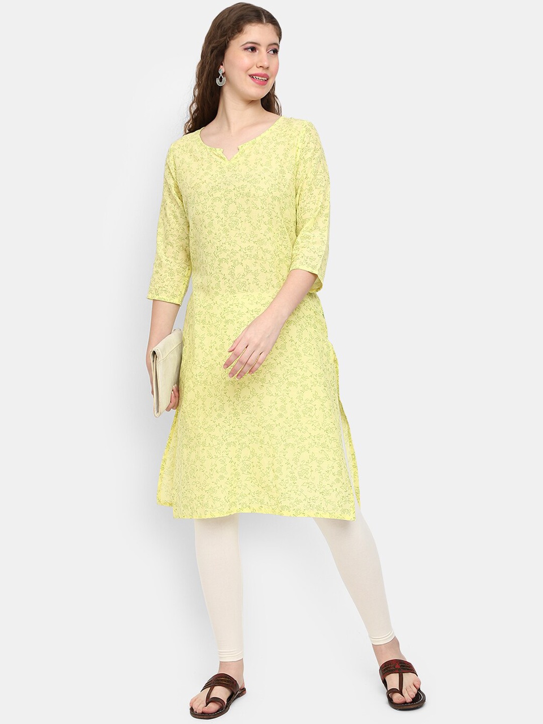 

V-Mart Floral Printed Pure Cotton Kurta, Green