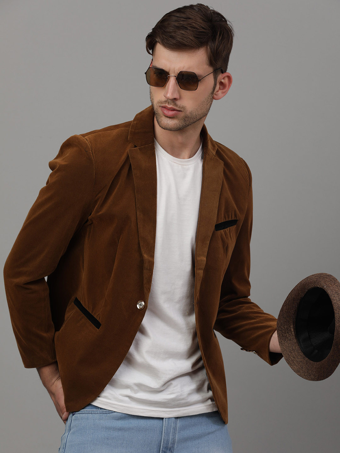 

MENS POEM Slim-Fit Single Breasted Blazer, Khaki