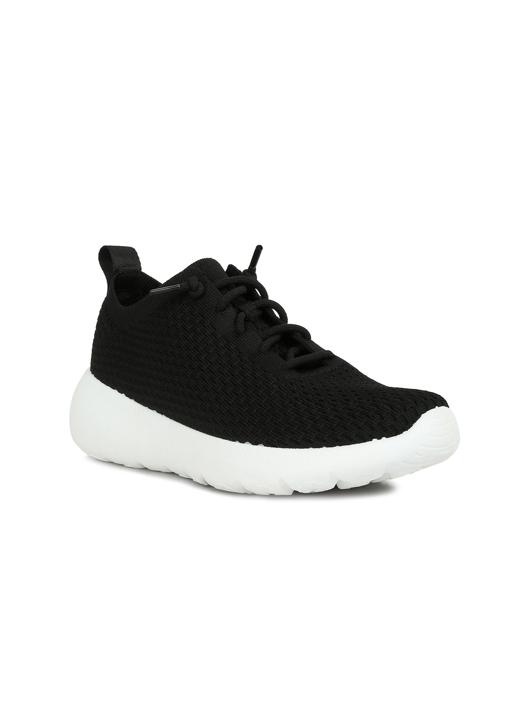 

London Rag Women Woven Design Comfort Insole Mesh Contrast Sole Sneakers, Black