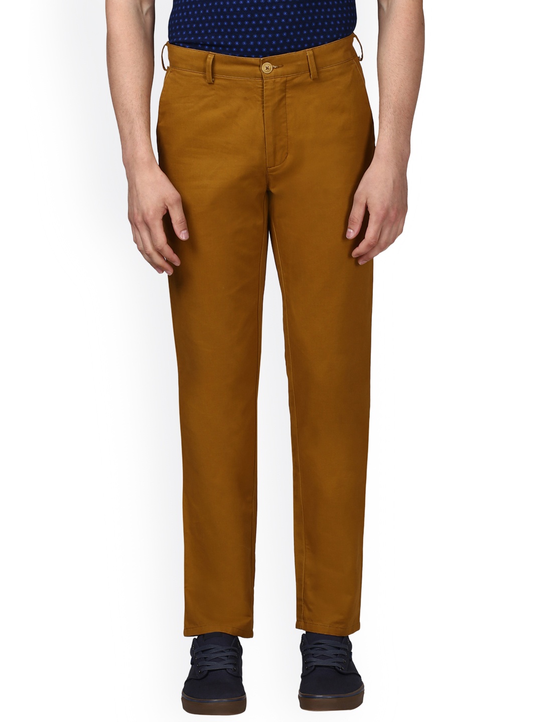 

ColorPlus Men Brown Regular Fit Solid Regular Trousers