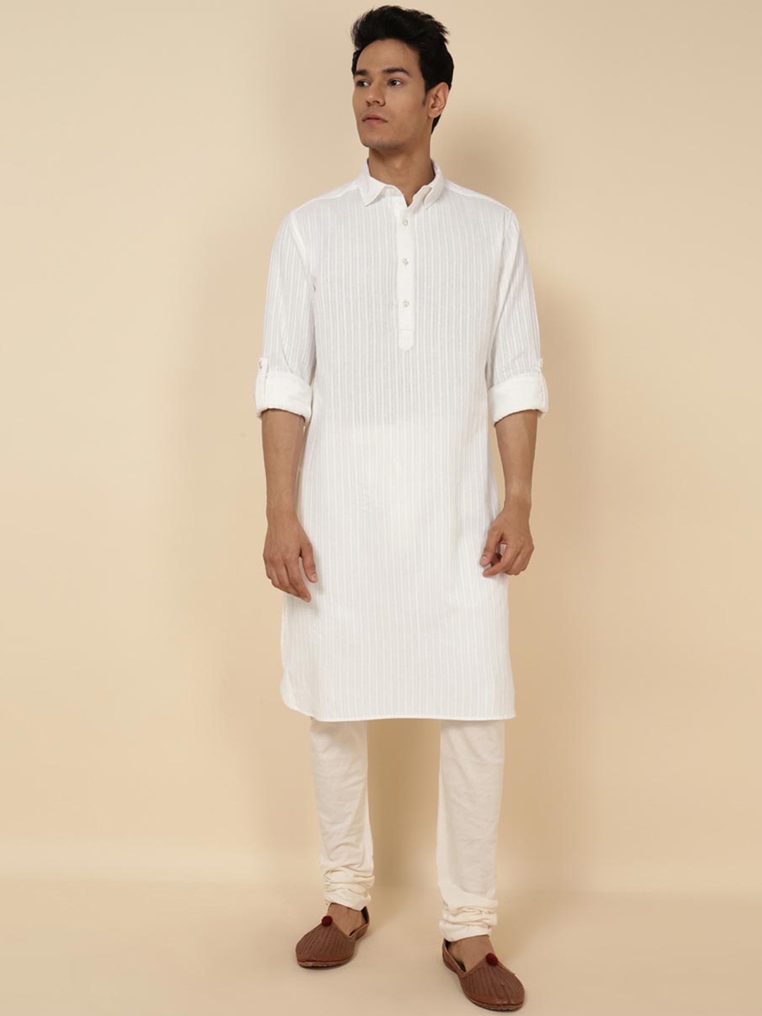 

Fabindia Shirt Collar Cotton Kurta, White