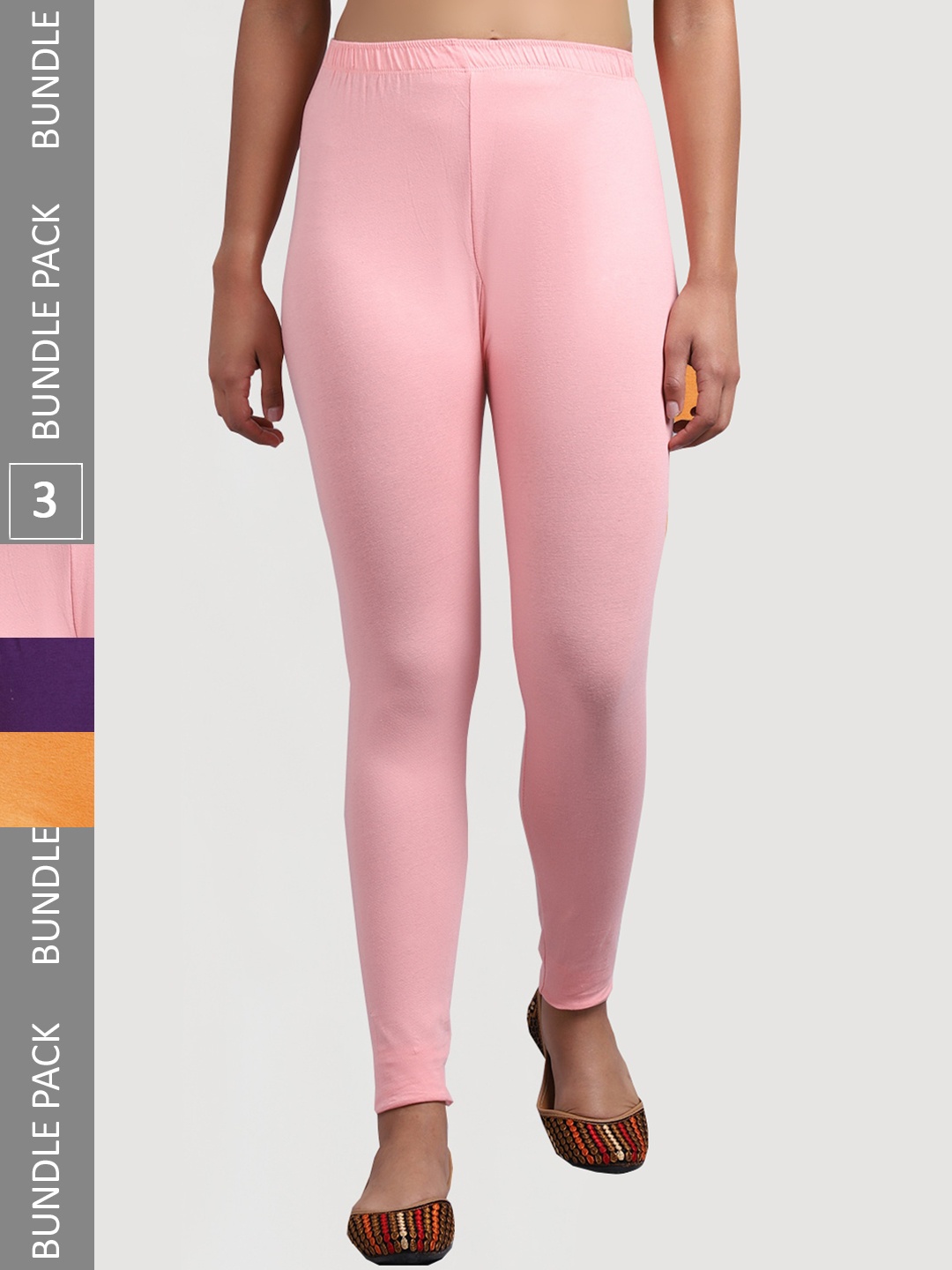 

GRACIT Women Pack Of 3 Ankle-Length Leggings, Pink