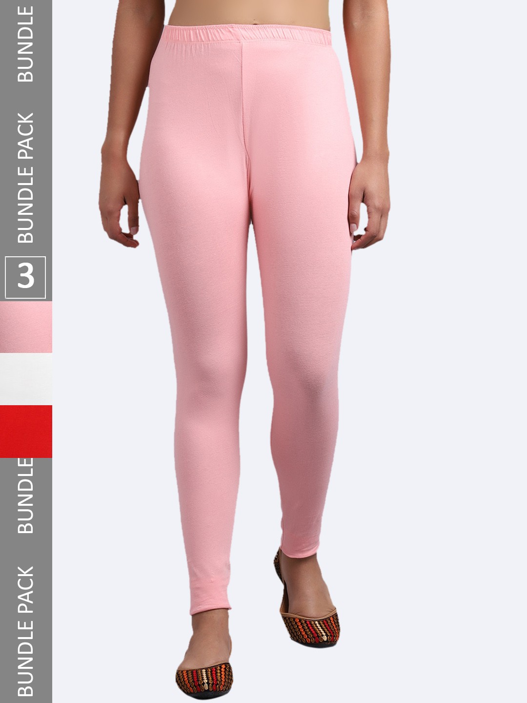 

GRACIT Women Pack Of 3 Ankle-Length Leggings, Pink